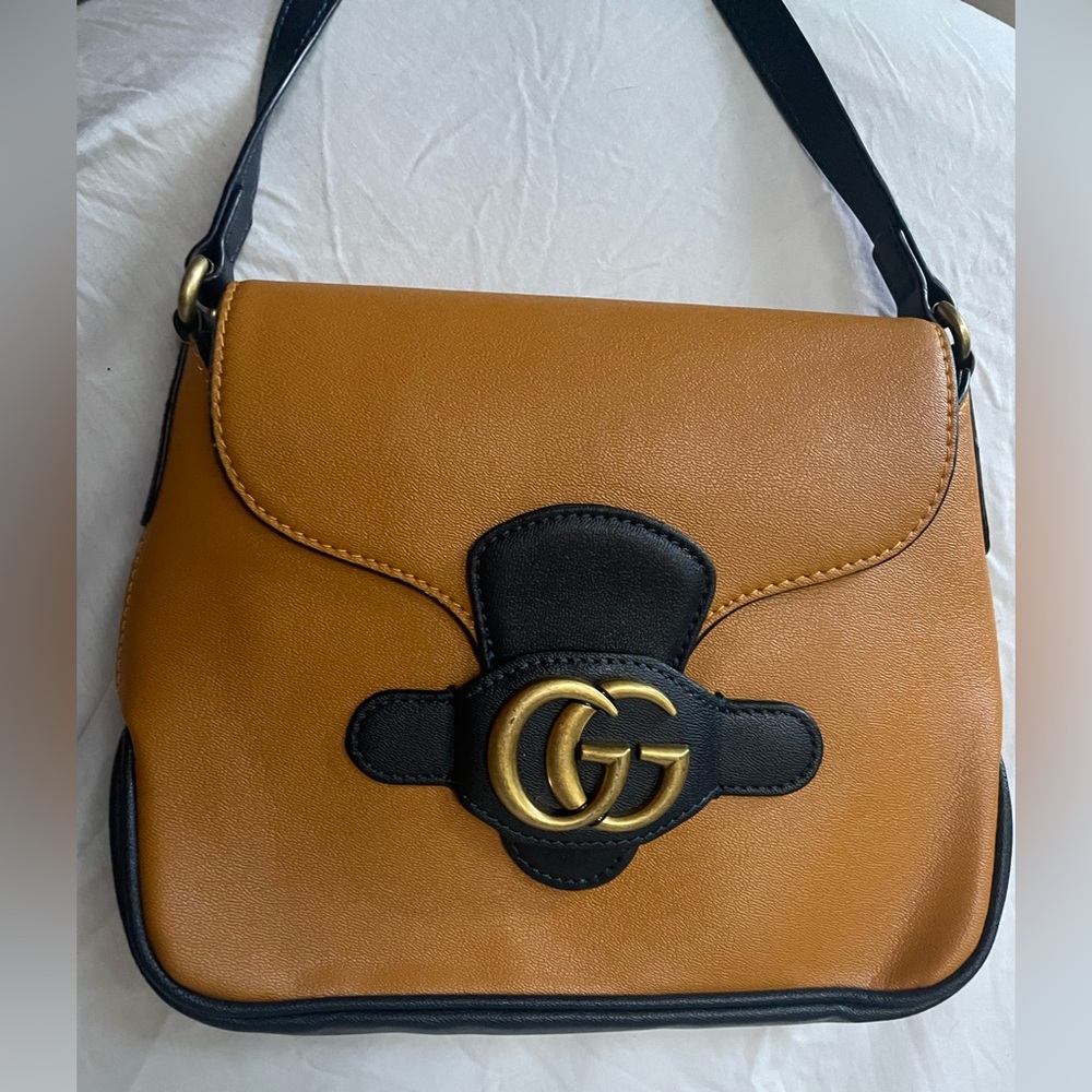Gucci Small Messenger with Double GG Bag Dark Navy and Yellow Leather - Picture 4 of 7